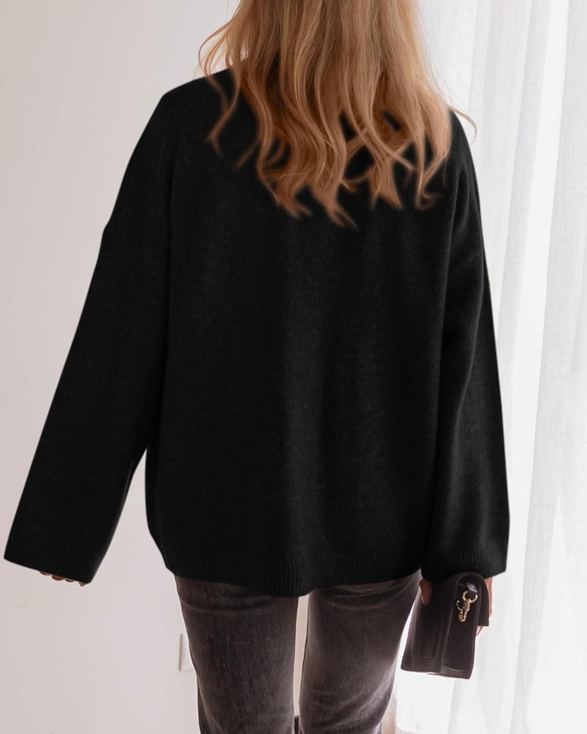 imageBTFBM Oversized Cardigan Sweaters for Women Trendy Fall Fashion 2025 Button Down Long Sleeve Chunky Knit CardigansBlack