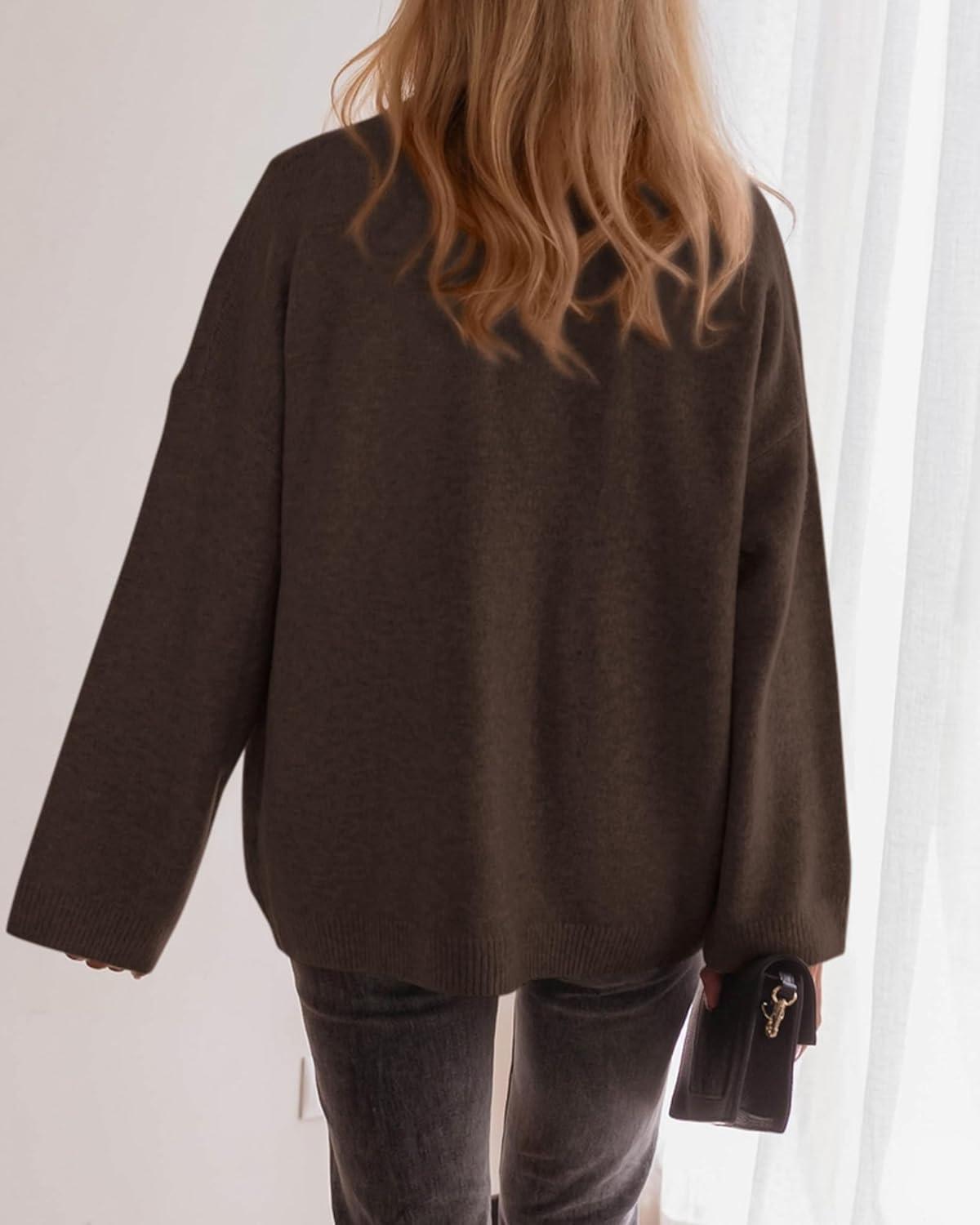 imageBTFBM Oversized Cardigan Sweaters for Women Trendy Fall Fashion 2025 Button Down Long Sleeve Chunky Knit CardigansBrown