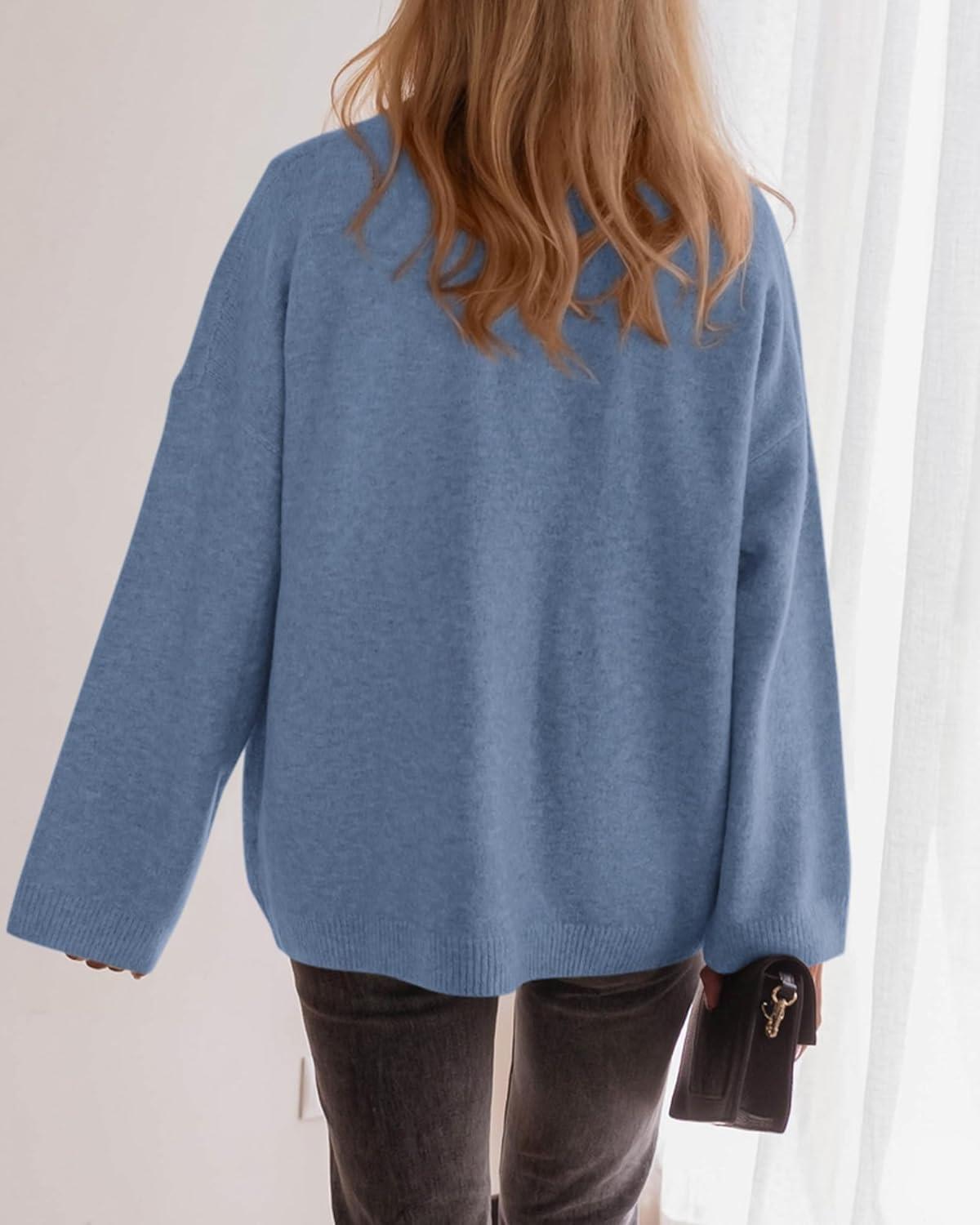 imageBTFBM Oversized Cardigan Sweaters for Women Trendy Fall Fashion 2025 Button Down Long Sleeve Chunky Knit CardigansGrey Blue