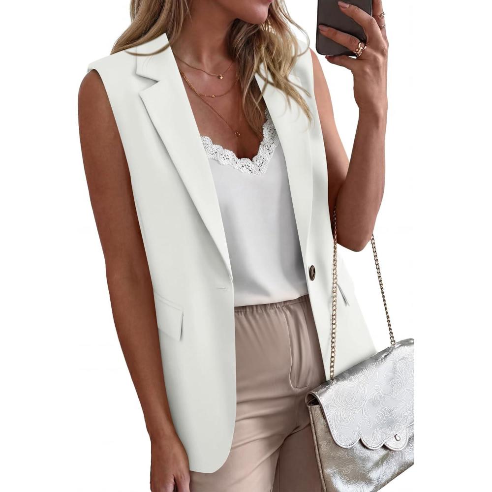 imageBTFBM Blazers For Women Spring Button Down Loose Vest Tops For Women Work Business Casual Outfits Summer Fashion 2026White