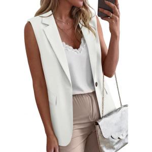 BTFBM Blazers For Women Spring Button Down Loose Vest Tops For Women Work Business Casual Outfits Summer Fashion 2026(White)