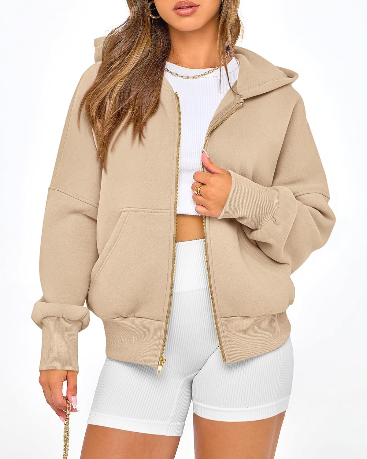 image:imageBTFBM Hoodies For Women Sweatshirt Fall Fashion Clothing 2026 Long Sleeve Fleece Jacket Winter Outfits Y2k Zip Up HoodieApricot