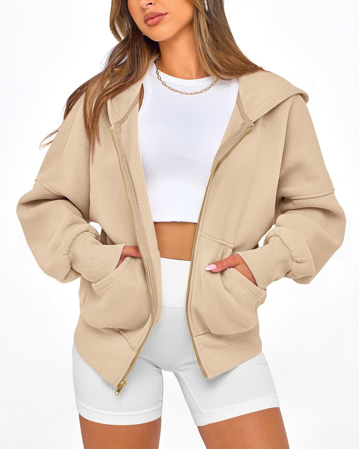 image:imageBTFBM Hoodies For Women Sweatshirt Fall Fashion Clothing 2026 Long Sleeve Fleece Jacket Winter Outfits Y2k Zip Up HoodieApricot