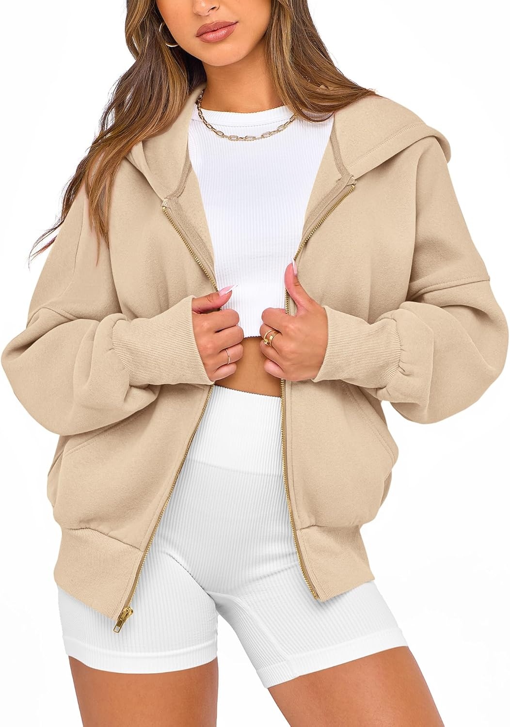 image:imageBTFBM Hoodies For Women Sweatshirt Fall Fashion Clothing 2026 Long Sleeve Fleece Jacket Winter Outfits Y2k Zip Up HoodieApricot