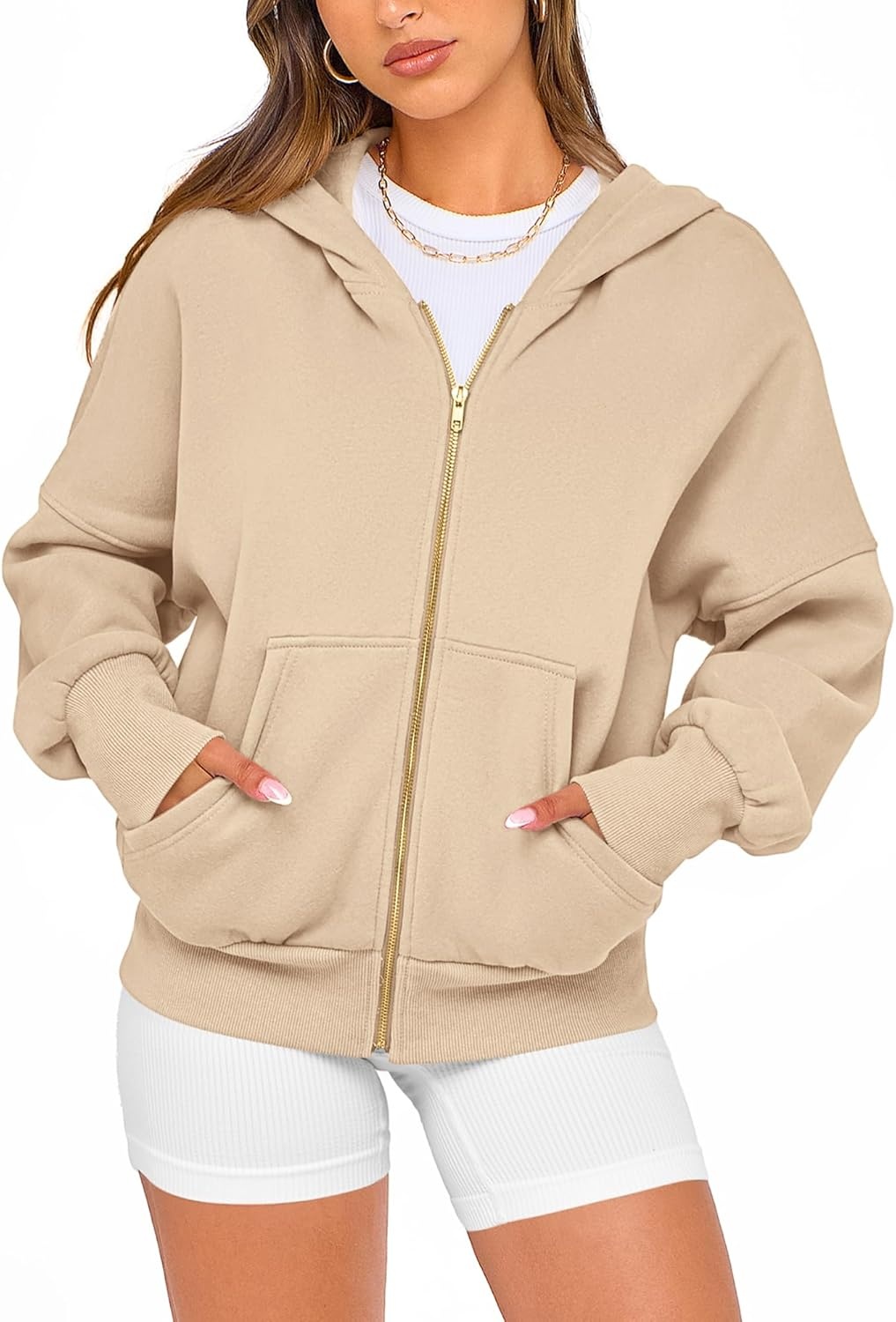 image:imageBTFBM Hoodies For Women Sweatshirt Fall Fashion Clothing 2026 Long Sleeve Fleece Jacket Winter Outfits Y2k Zip Up HoodieApricot