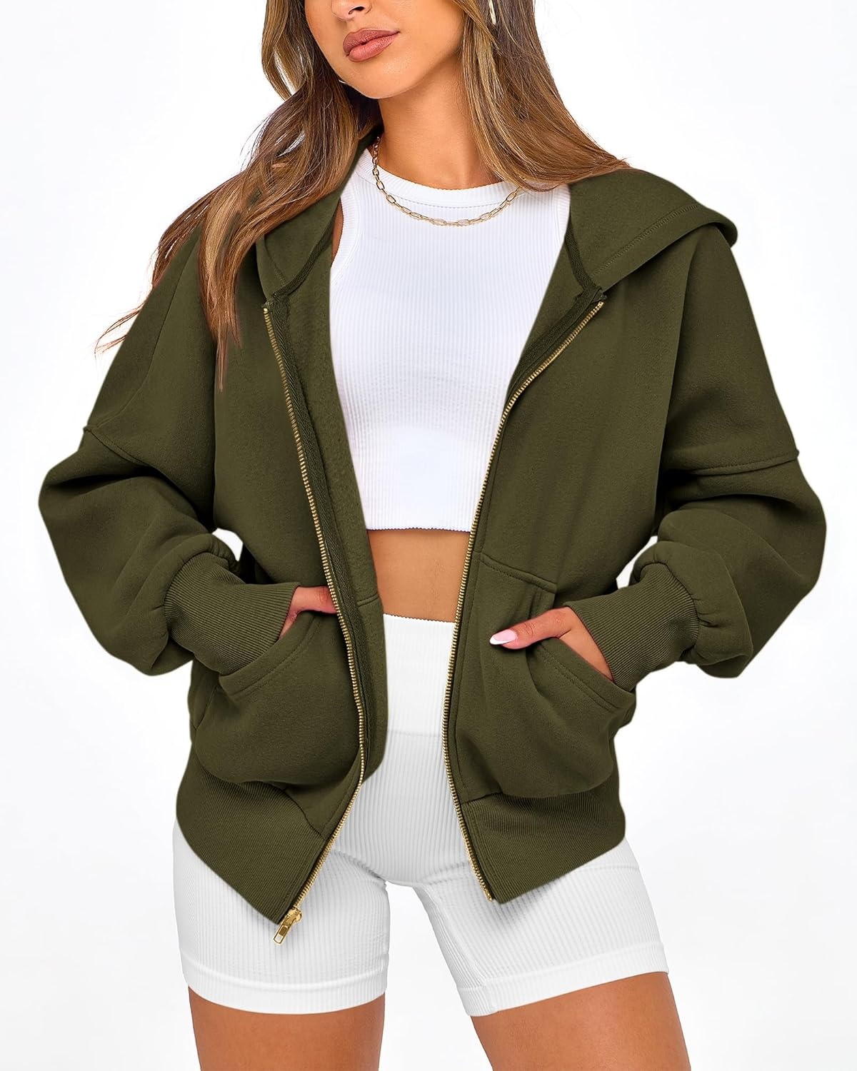 image:imageBTFBM Hoodies For Women Sweatshirt Fall Fashion Clothing 2026 Long Sleeve Fleece Jacket Winter Outfits Y2k Zip Up HoodieArmy Green