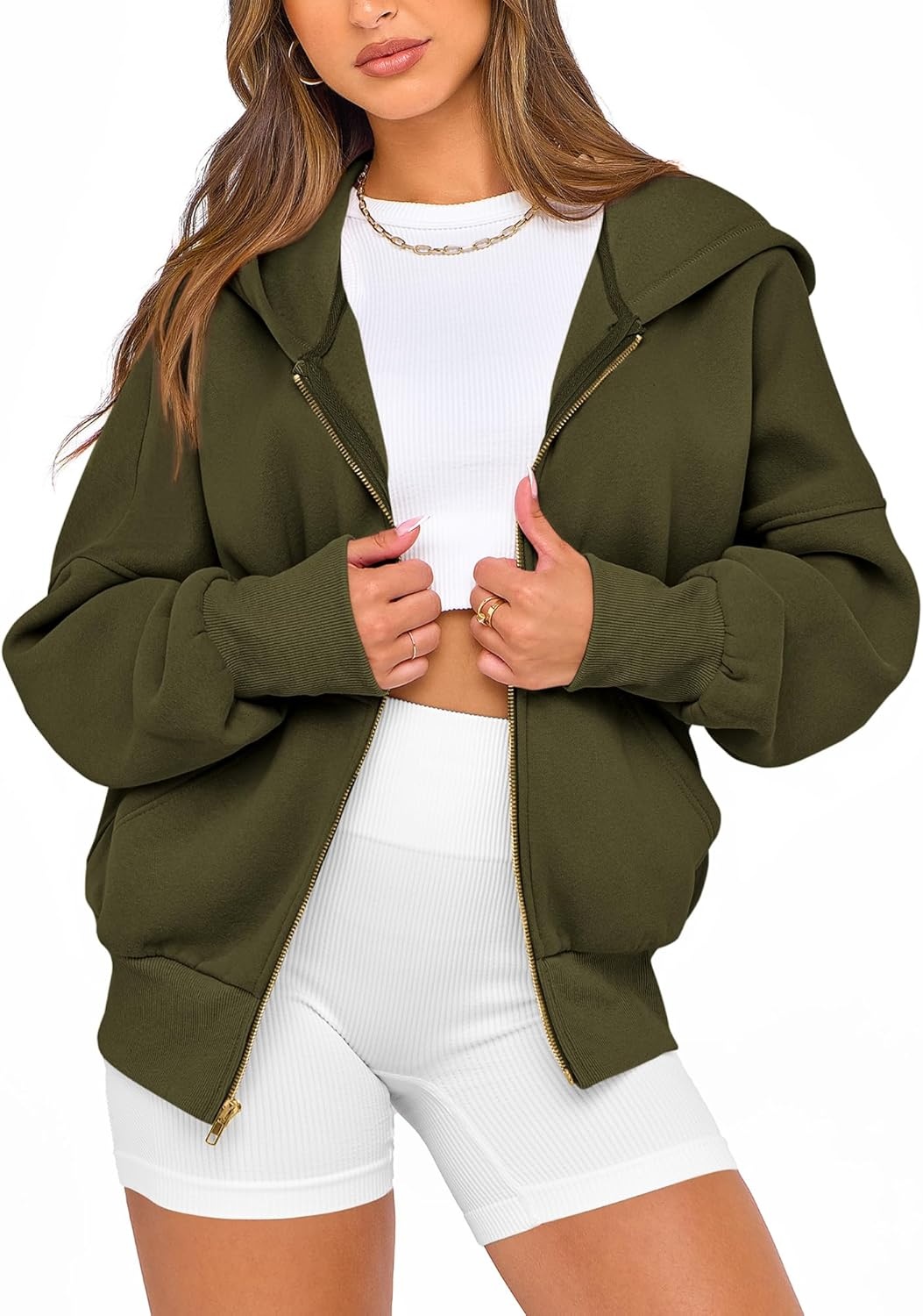 image:imageBTFBM Hoodies For Women Sweatshirt Fall Fashion Clothing 2026 Long Sleeve Fleece Jacket Winter Outfits Y2k Zip Up HoodieArmy Green