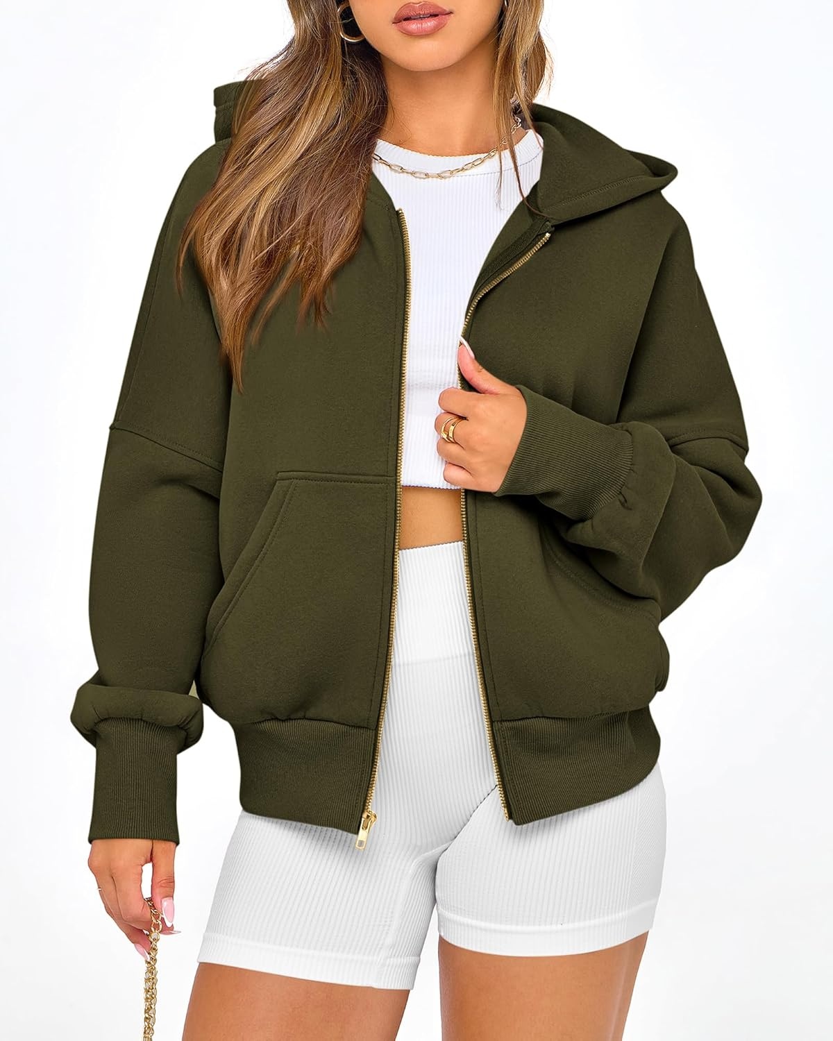 image:imageBTFBM Hoodies For Women Sweatshirt Fall Fashion Clothing 2026 Long Sleeve Fleece Jacket Winter Outfits Y2k Zip Up HoodieArmy Green