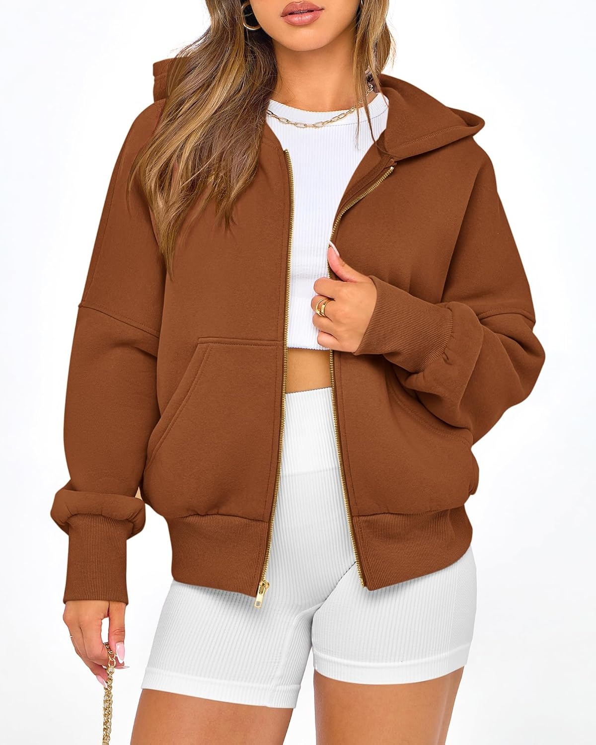 image:imageBTFBM Hoodies For Women Sweatshirt Fall Fashion Clothing 2026 Long Sleeve Fleece Jacket Winter Outfits Y2k Zip Up HoodieBrown
