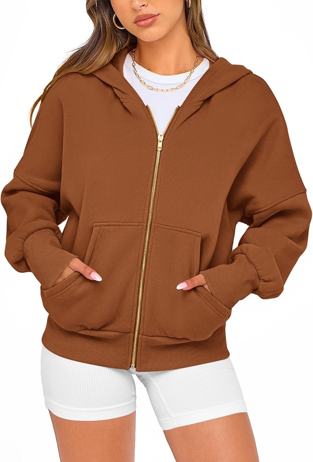 image:imageBTFBM Hoodies For Women Sweatshirt Fall Fashion Clothing 2026 Long Sleeve Fleece Jacket Winter Outfits Y2k Zip Up HoodieBrown