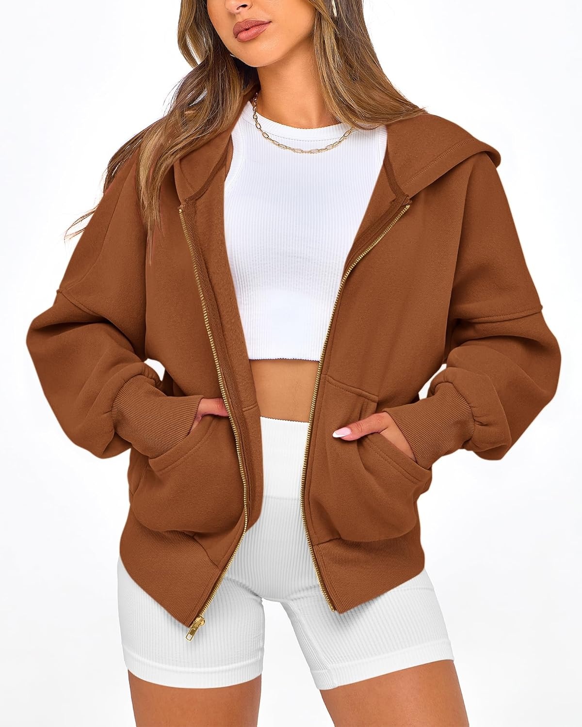 image:imageBTFBM Hoodies For Women Sweatshirt Fall Fashion Clothing 2026 Long Sleeve Fleece Jacket Winter Outfits Y2k Zip Up HoodieBrown