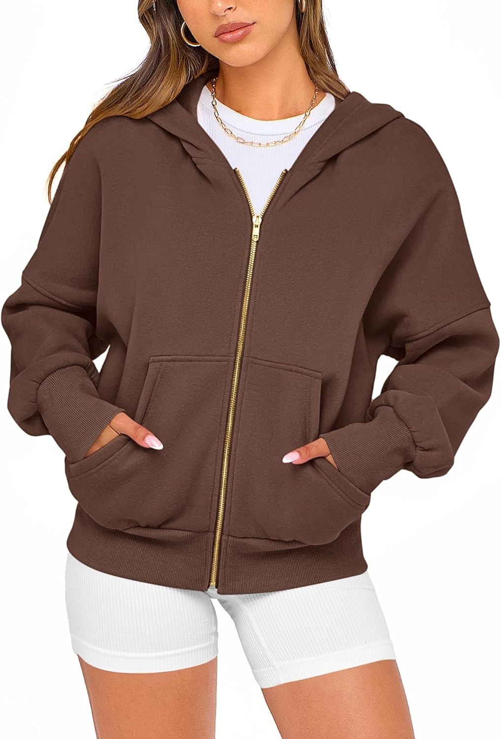 image:imageBTFBM Hoodies For Women Sweatshirt Fall Fashion Clothing 2026 Long Sleeve Fleece Jacket Winter Outfits Y2k Zip Up HoodieDark Coffee
