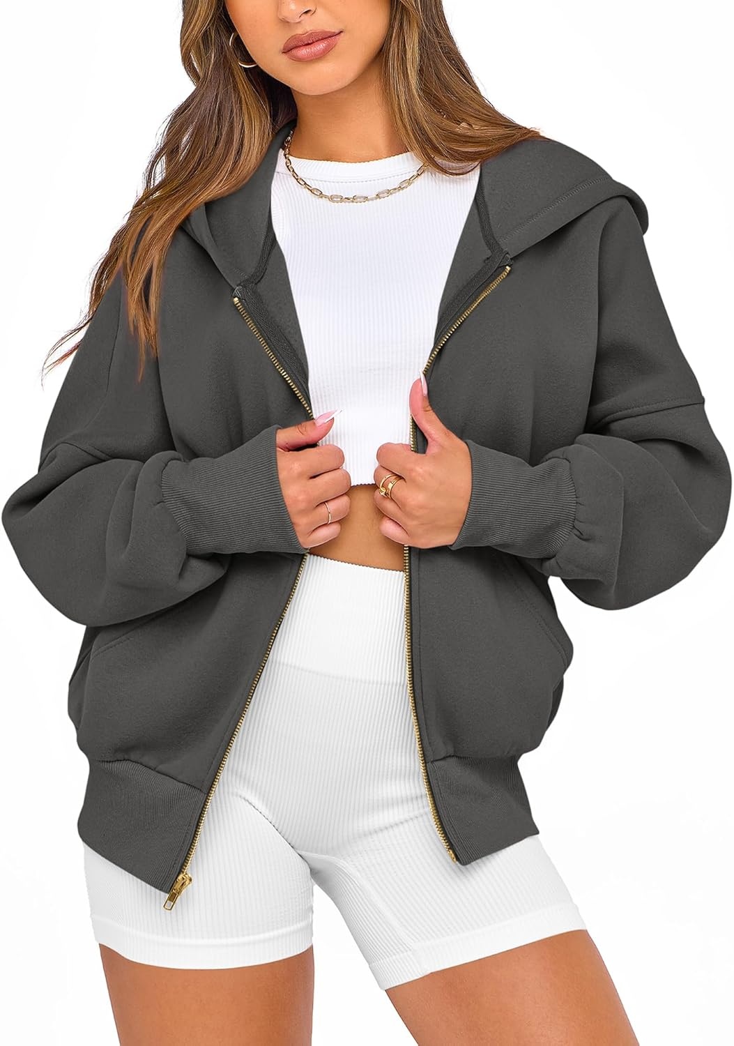 image:imageBTFBM Hoodies For Women Sweatshirt Fall Fashion Clothing 2026 Long Sleeve Fleece Jacket Winter Outfits Y2k Zip Up HoodieDark Grey