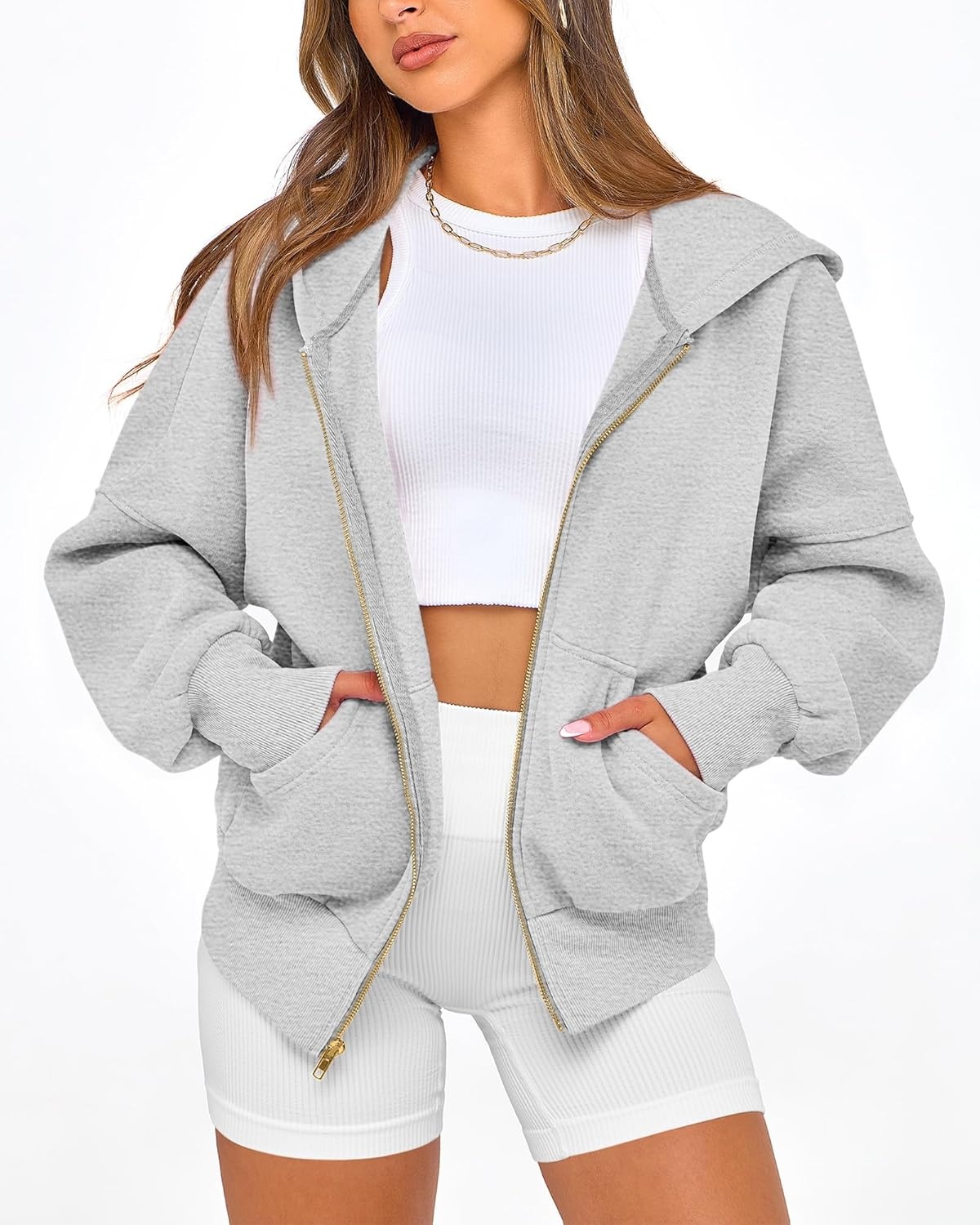 image:imageBTFBM Hoodies For Women Sweatshirt Fall Fashion Clothing 2026 Long Sleeve Fleece Jacket Winter Outfits Y2k Zip Up HoodieGrey
