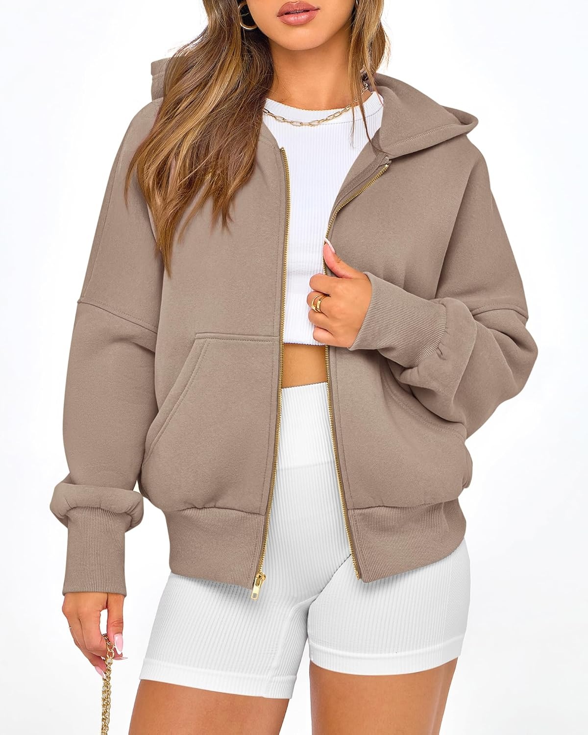 image:imageBTFBM Hoodies For Women Sweatshirt Fall Fashion Clothing 2026 Long Sleeve Fleece Jacket Winter Outfits Y2k Zip Up HoodieGrey Khaki