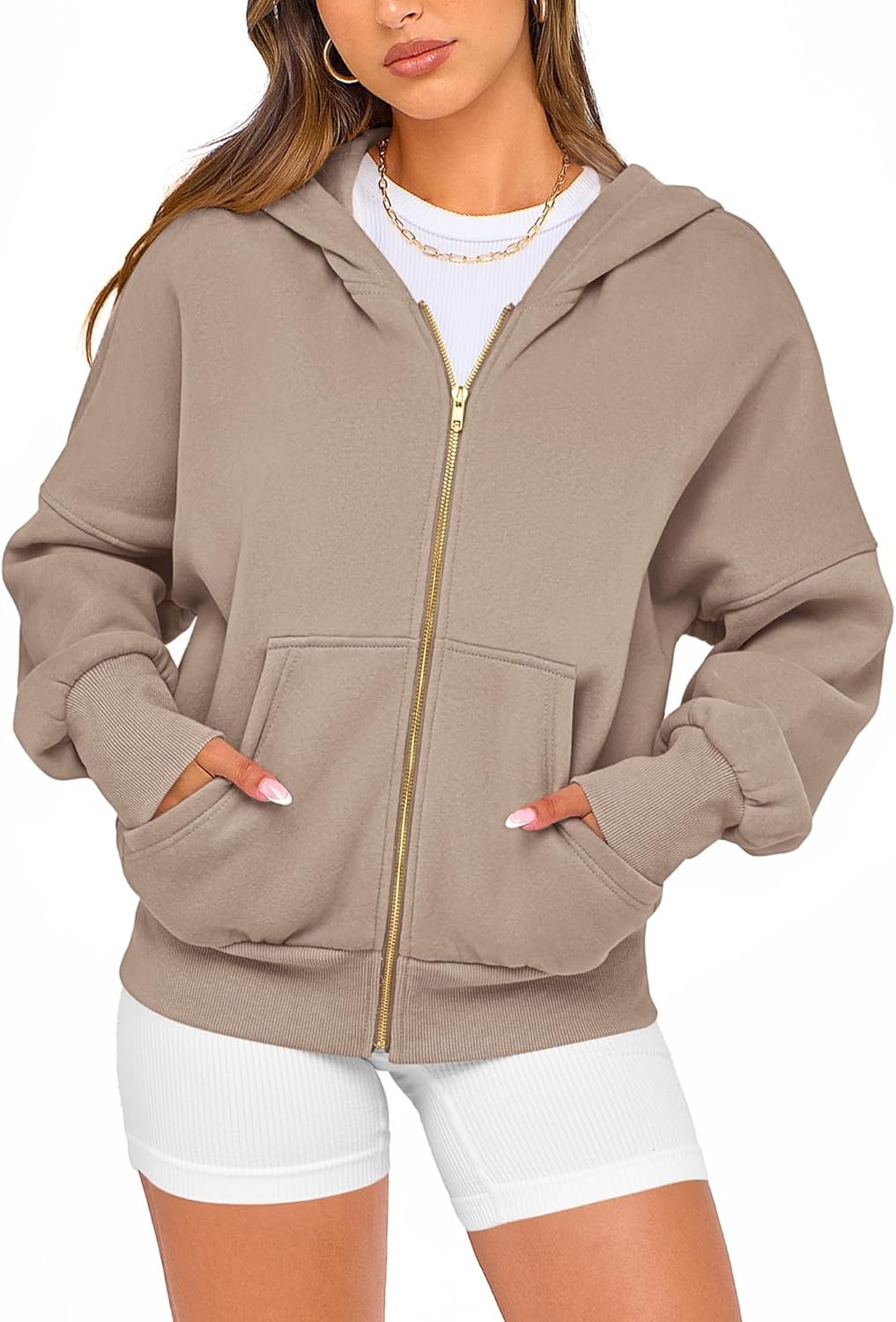 image:imageBTFBM Hoodies For Women Sweatshirt Fall Fashion Clothing 2026 Long Sleeve Fleece Jacket Winter Outfits Y2k Zip Up HoodieGrey Khaki
