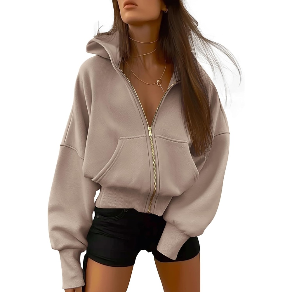 image:imageBTFBM Hoodies For Women Sweatshirt Fall Fashion Clothing 2026 Long Sleeve Fleece Jacket Winter Outfits Y2k Zip Up HoodieGrey Khaki