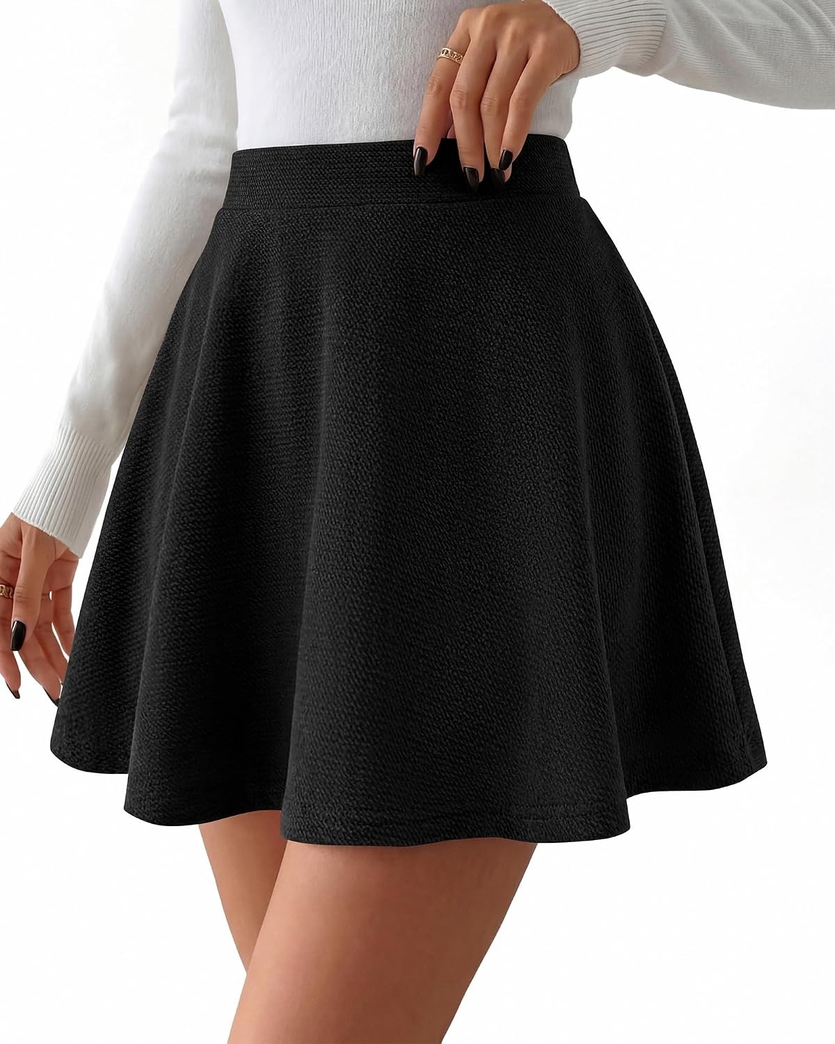 image:imageBTFBM Mini Skirts for Women Trendy Flared Basic Versatile Skorts Skater Tennis Fall Skirt with Shorts Underneath 2026Black