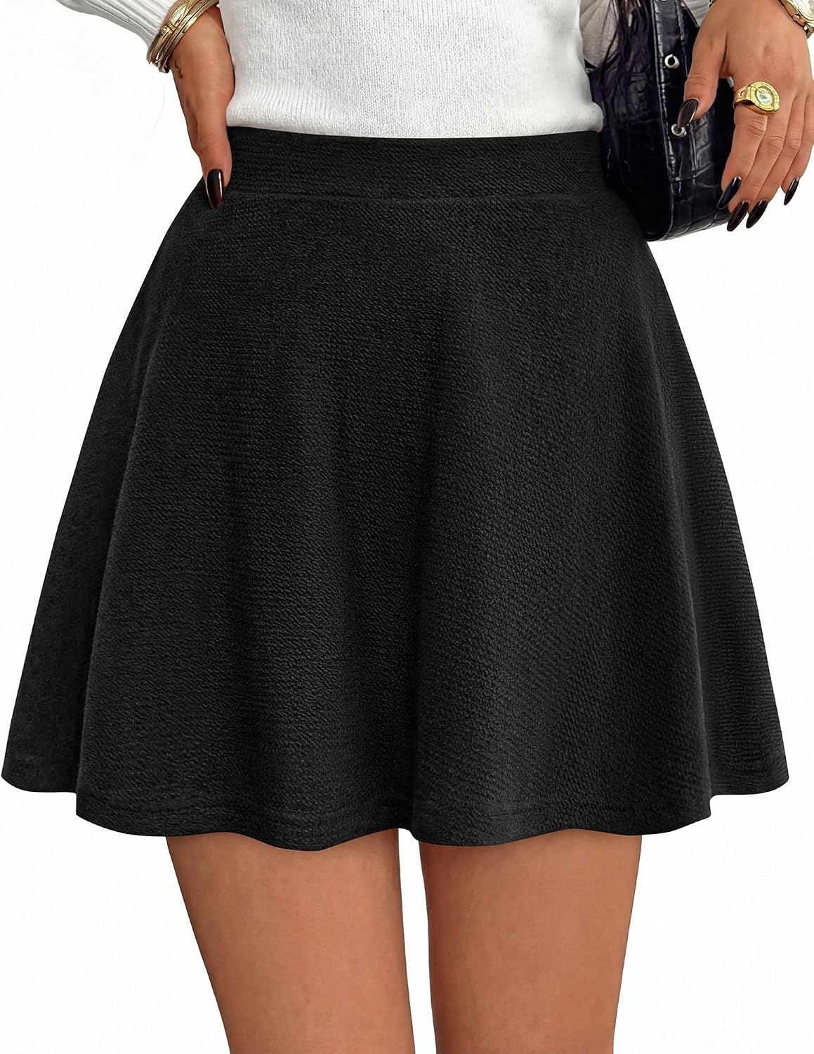 image:imageBTFBM Mini Skirts for Women Trendy Flared Basic Versatile Skorts Skater Tennis Fall Skirt with Shorts Underneath 2026Black