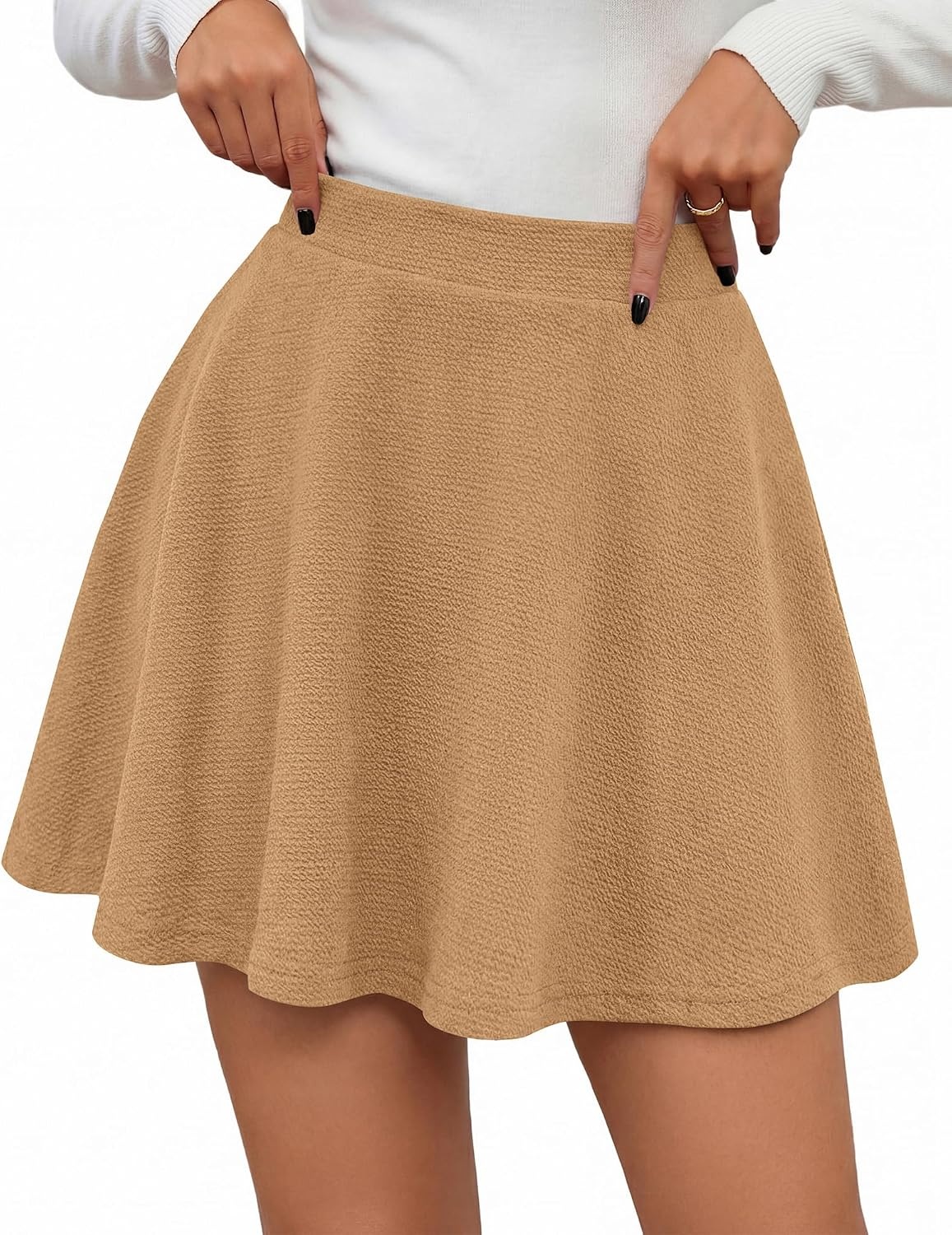 image:imageBTFBM Mini Skirts for Women Trendy Flared Basic Versatile Skorts Skater Tennis Fall Skirt with Shorts Underneath 2026Khaki