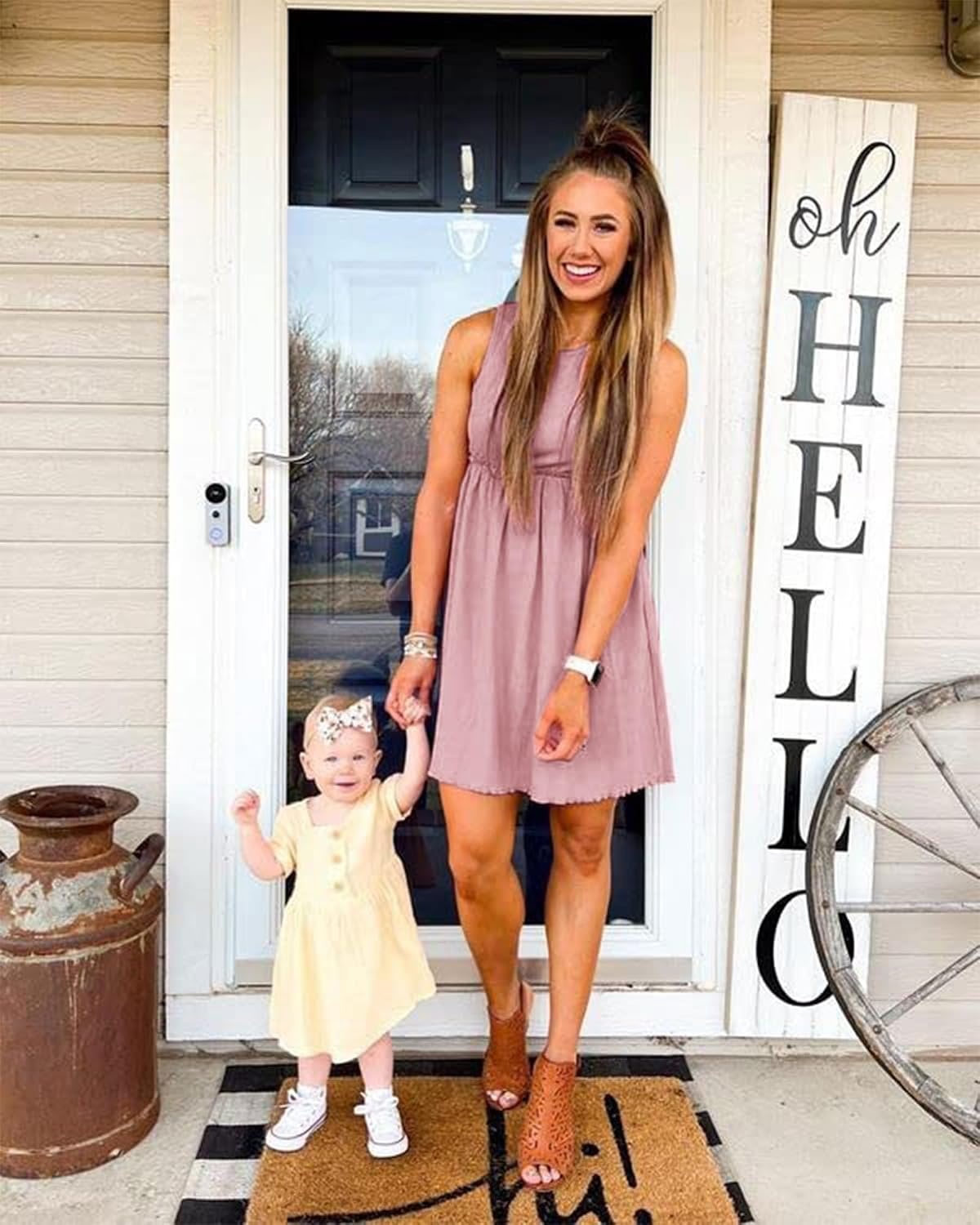 image:imageBTFBM Summer Dresses for Women 2026 Spring Clothes Sleeveless Crewneck Beach Vacation Outfits Mini Flowy Sun DressSolid Pink