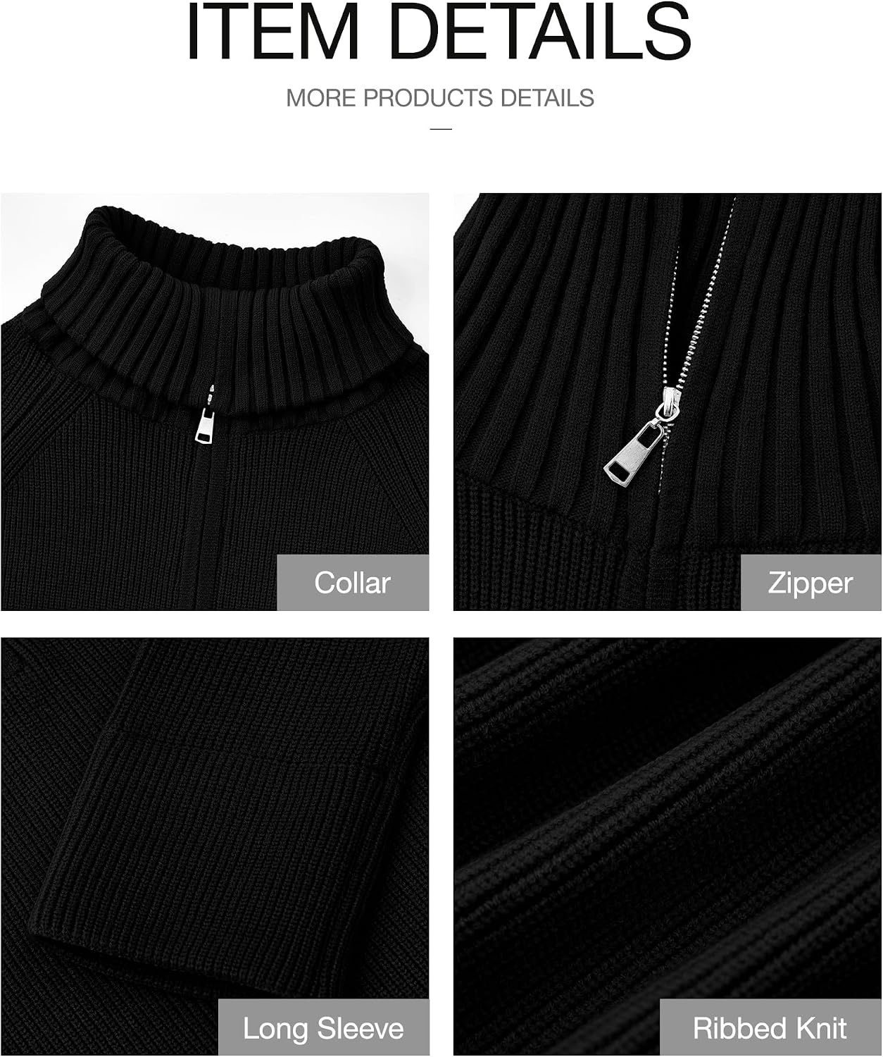 image:imageBTFBM Womens Sweaters Quarter Zip Pullover V Neck Collar Long Sleeve Ribbed Knit Loose Casual 2026 Winter Fall SweaterBlack