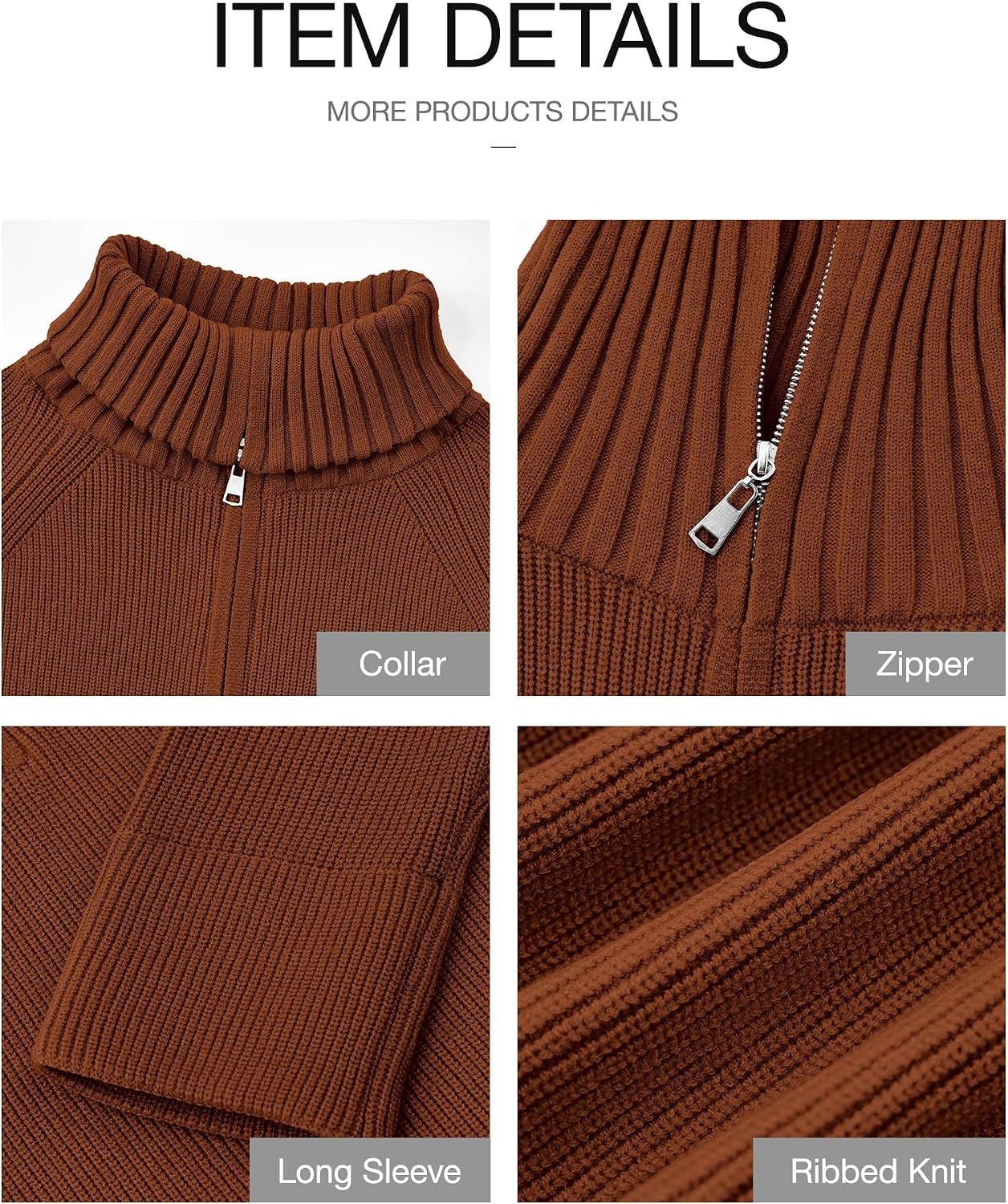 image:imageBTFBM Womens Sweaters Quarter Zip Pullover V Neck Collar Long Sleeve Ribbed Knit Loose Casual 2026 Winter Fall SweaterCaramel