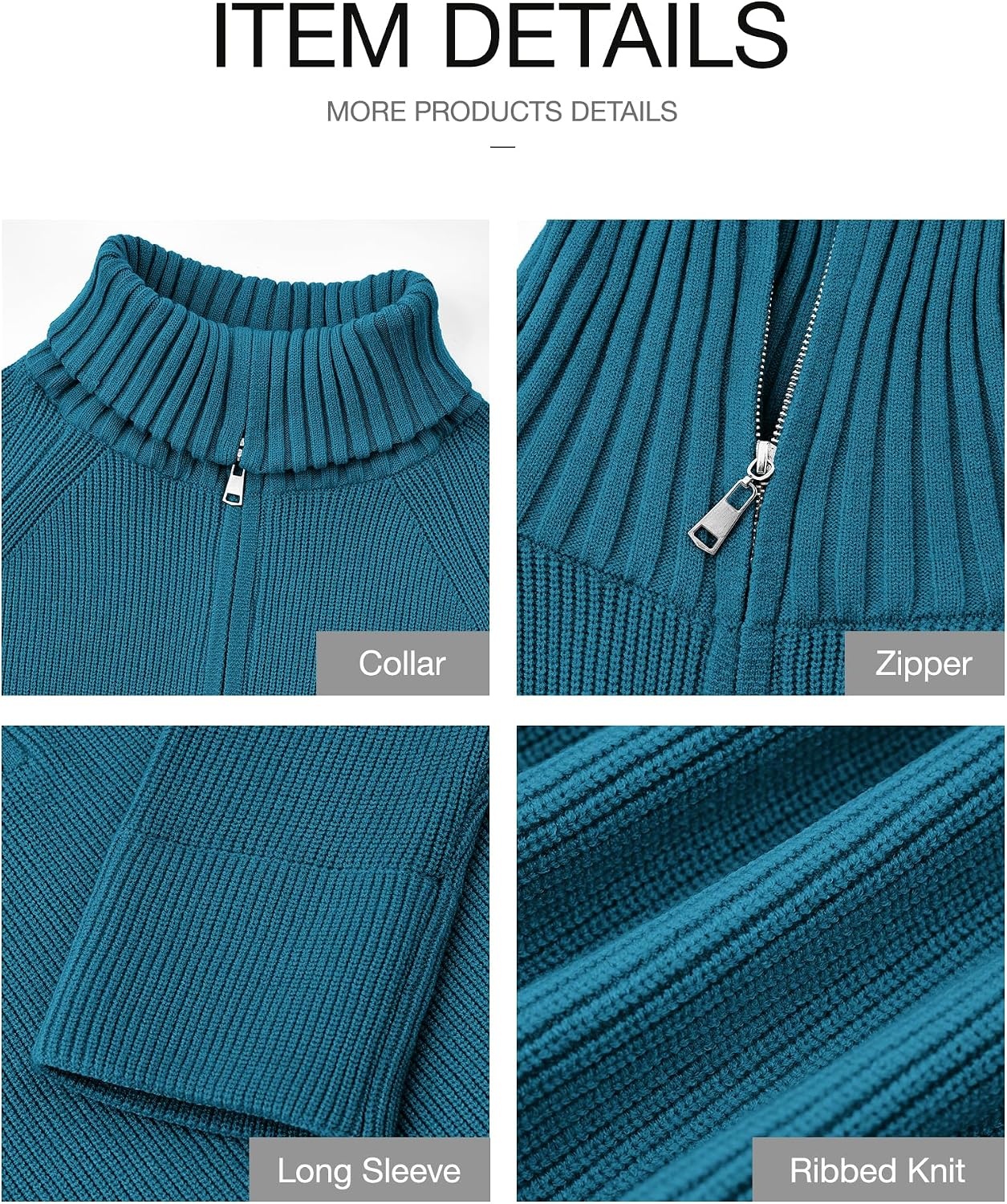 image:imageBTFBM Womens Sweaters Quarter Zip Pullover V Neck Collar Long Sleeve Ribbed Knit Loose Casual 2026 Winter Fall SweaterGrey Blue