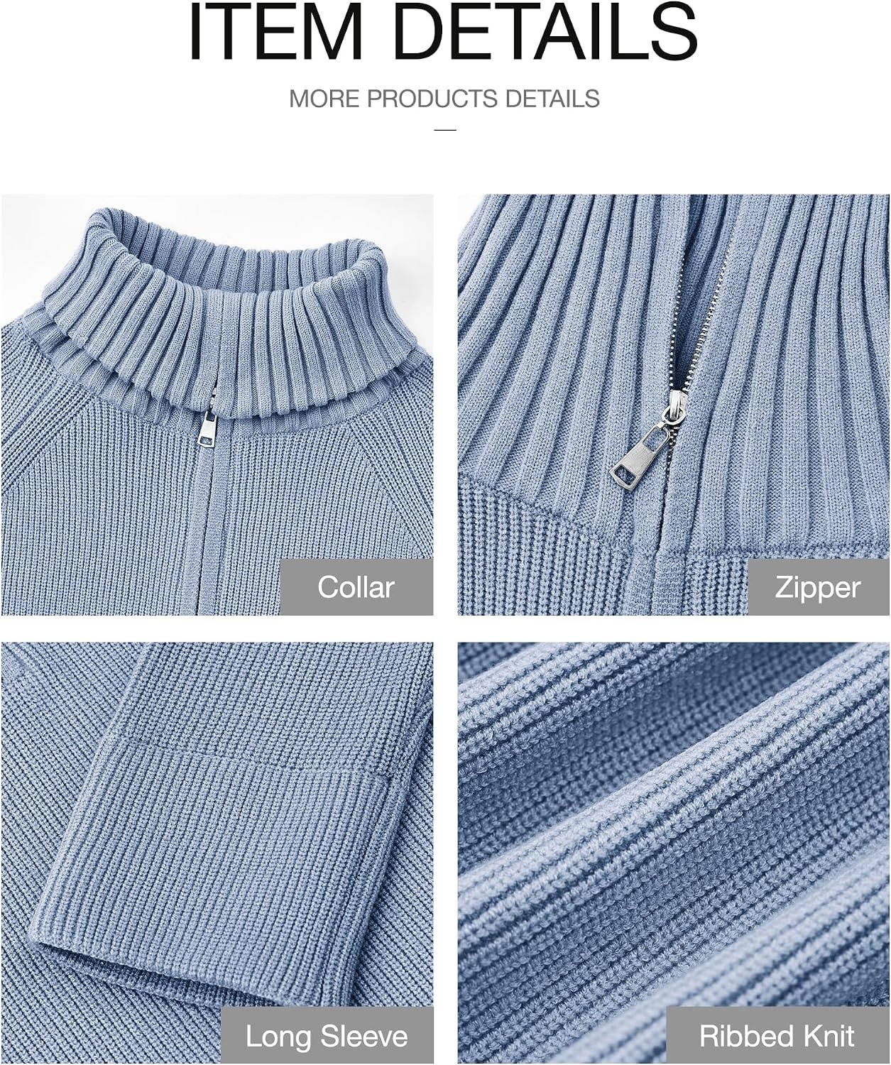 image:imageBTFBM Womens Sweaters Quarter Zip Pullover V Neck Collar Long Sleeve Ribbed Knit Loose Casual 2026 Winter Fall SweaterLight Blue
