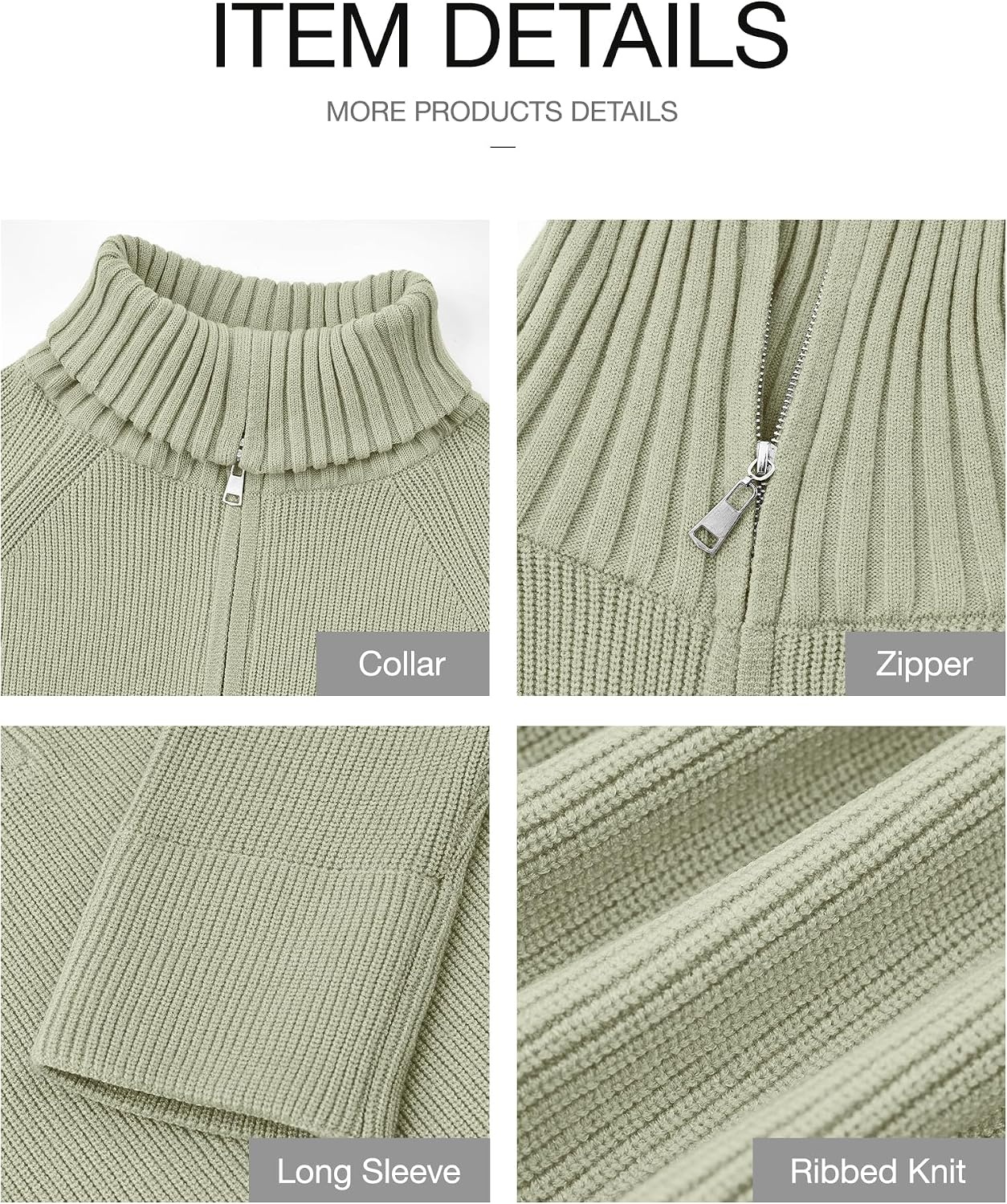image:imageBTFBM Womens Sweaters Quarter Zip Pullover V Neck Collar Long Sleeve Ribbed Knit Loose Casual 2026 Winter Fall SweaterLight Green
