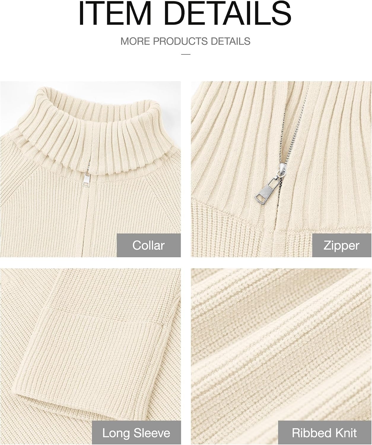 image:imageBTFBM Womens Sweaters Quarter Zip Pullover V Neck Collar Long Sleeve Ribbed Knit Loose Casual 2026 Winter Fall SweaterWhite