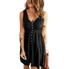 image:imageBTFBM Summer Dresses for Women 2026 Spring Clothes Sleeveless Crewneck Beach Vacation Outfits Mini Flowy Sun DressButtons Black