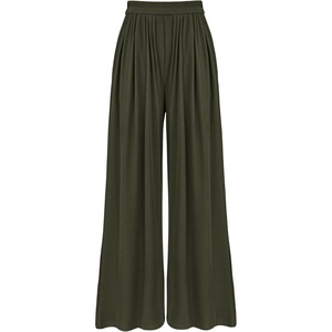 BTFBM Palazzo Pants for Women 2026 Summer Clothes Pockets High Waist Casual Ribbed Knit Flowy Spring Wide Leg Trousers(Army Green)
