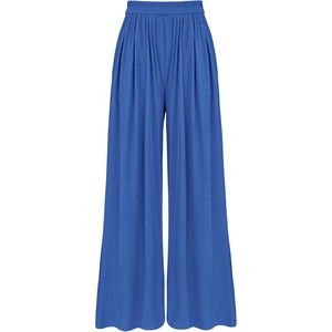 BTFBM Palazzo Pants for Women 2026 Summer Clothes Pockets High Waist Casual Ribbed Knit Flowy Spring Wide Leg Trousers(Blue)