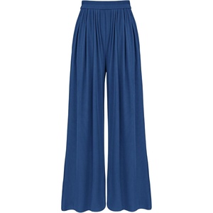 BTFBM Palazzo Pants for Women 2026 Summer Clothes Pockets High Waist Casual Ribbed Knit Flowy Spring Wide Leg Trousers(Dark Blue)