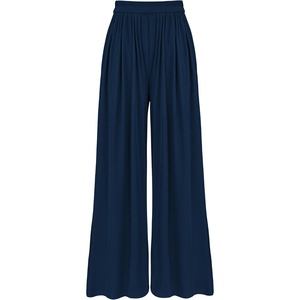 BTFBM Palazzo Pants for Women 2026 Summer Clothes Pockets High Waist Casual Ribbed Knit Flowy Spring Wide Leg Trousers(Navy)
