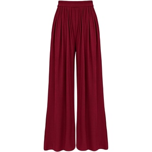 BTFBM Palazzo Pants for Women 2026 Summer Clothes Pockets High Waist Casual Ribbed Knit Flowy Spring Wide Leg Trousers(Wine Red)