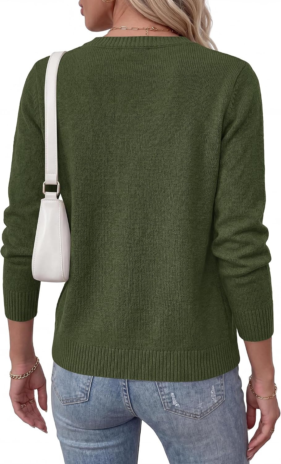 image:imageBTFBM Cardigan Sweaters for Women 2026 Fall Clothes Long Sleeve Button Down Open Front Soft Knit Lightweight SweaterArmy Green