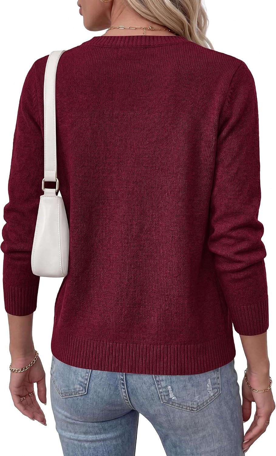 image:imageBTFBM Cardigan Sweaters for Women 2026 Fall Clothes Long Sleeve Button Down Open Front Soft Knit Lightweight SweaterBurgundy