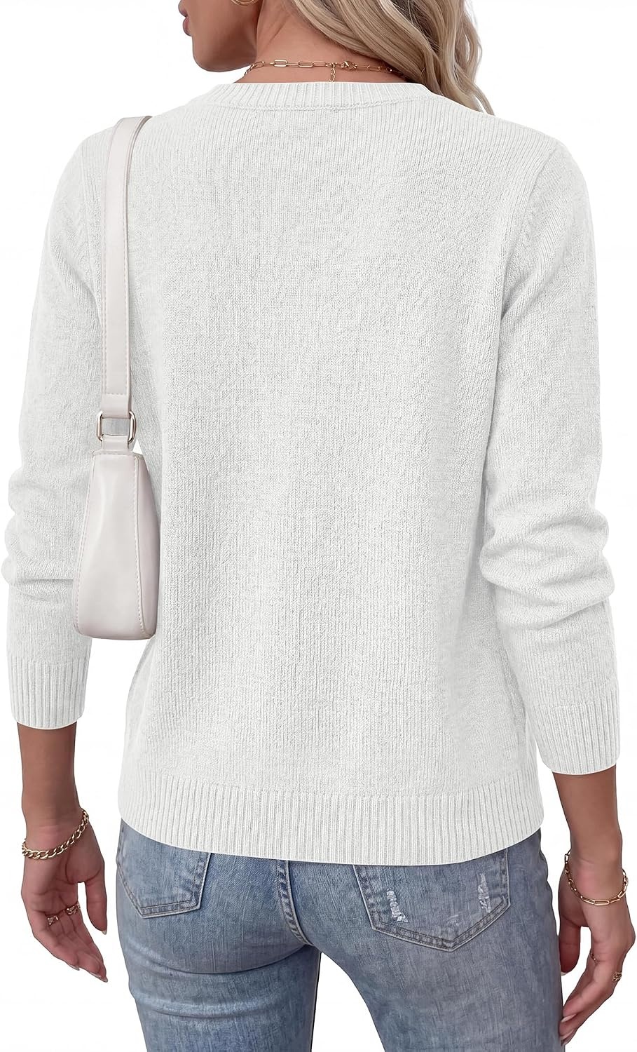 image:imageBTFBM Cardigan Sweaters for Women 2026 Fall Clothes Long Sleeve Button Down Open Front Soft Knit Lightweight SweaterWhite