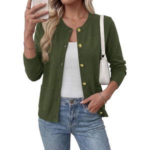 BTFBM Cardigan Sweaters for Women 2026 Fall Clothes Long Sleeve Button Down Open Front Soft Knit Lightweight Sweater(Army Green)