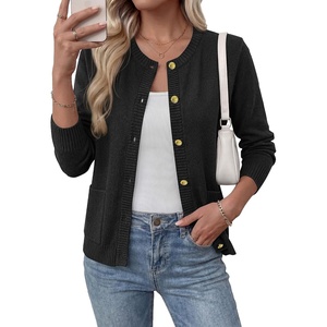BTFBM Cardigan Sweaters for Women 2026 Fall Clothes Long Sleeve Button Down Open Front Soft Knit Lightweight Sweater(Black)