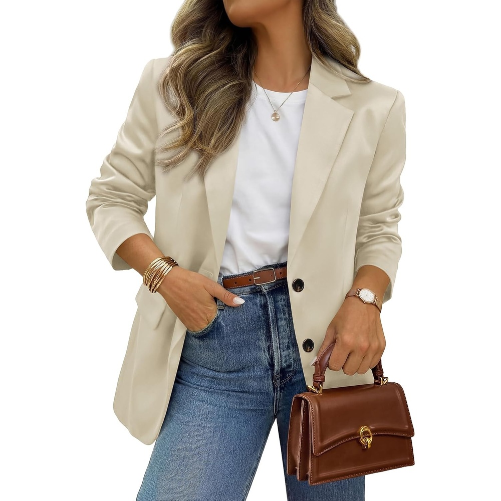 image:imageBTFBM Satin Long Sleeve Blazers for Women 2026 Work Office Suit Jackets with PocketsBusiness Casual OutfitsFall WinterBeige