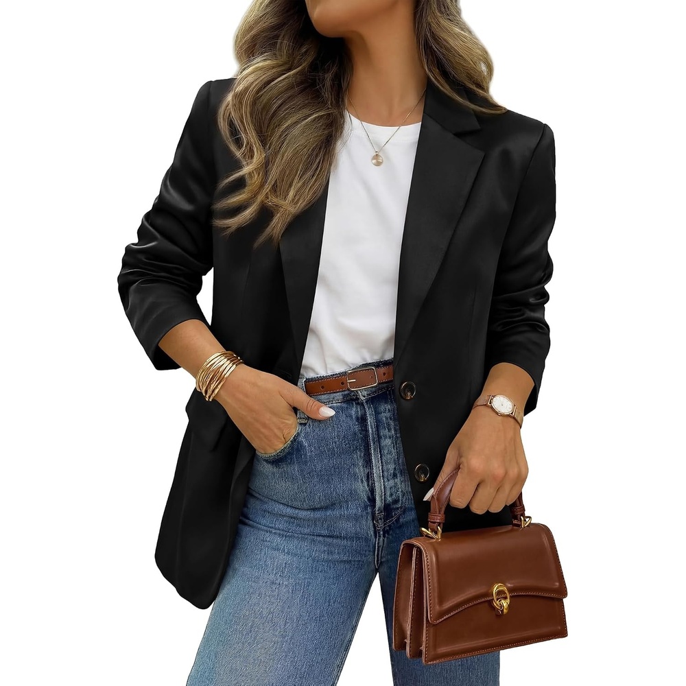 image:imageBTFBM Satin Long Sleeve Blazers for Women 2026 Work Office Suit Jackets with PocketsBusiness Casual OutfitsFall WinterBlack