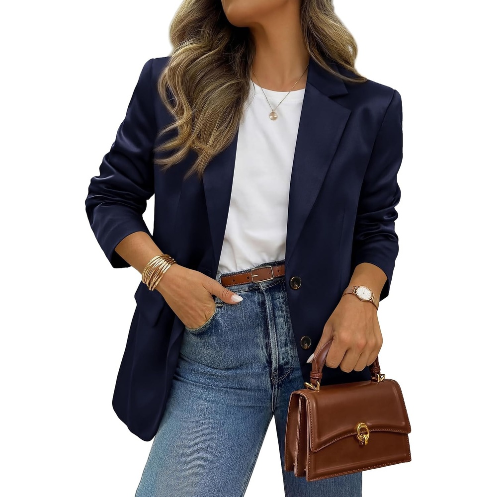 image:imageBTFBM Satin Long Sleeve Blazers for Women 2026 Work Office Suit Jackets with PocketsBusiness Casual OutfitsFall WinterNavy Blue