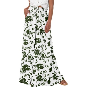 BTFBM Wide Leg Palazzo Pants for Women 2026 Summer Spring Casual High Waisted Flowy Trousers Boho Beach Vacation Outfits(Print Army Green)