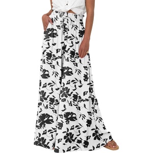 BTFBM Wide Leg Palazzo Pants for Women 2026 Summer Spring Casual High Waisted Flowy Trousers Boho Beach Vacation Outfits(Print Black)