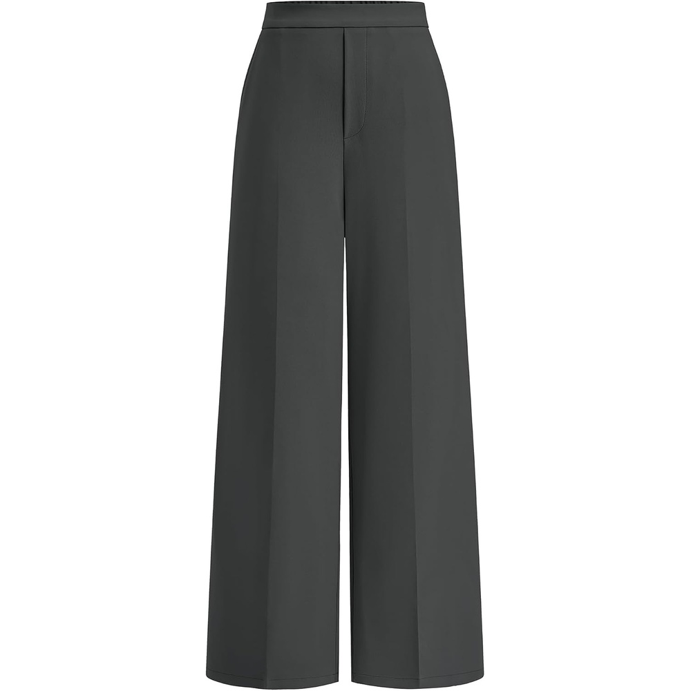 image:imageBTFBM Womens Dress Pants Wide Leg Trousers Pockets  High Waisted Long Business Casual SlacksFall FashionDark Grey