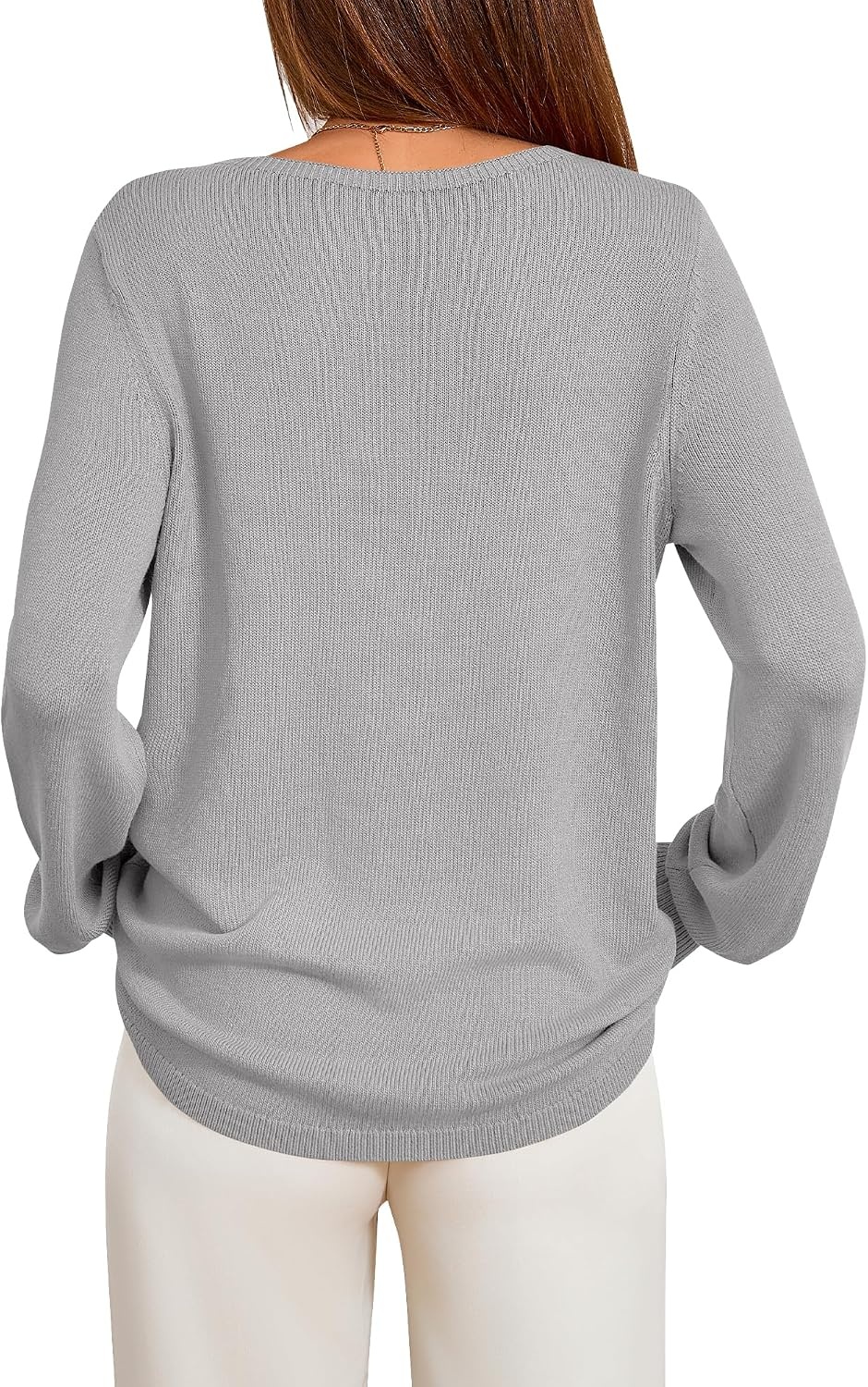 image:imageBTFBM Womens Long Sleeve Sweaters Crew Neck Basic Tops Business Casual TopLightweight Knit Pullover SweaterBasic Travel OutfitsLadies ShirtsFall Fashion Winter Layer ClothesGrey