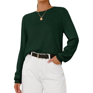 BTFBM Women’s Long Sleeve Sweaters Crew Neck Basic Tops | Business Casual Top,Lightweight Knit Pullover Sweater,Basic Travel Outfits,Ladies Shirts,Fall Fashion Winter Layer Clothes(Dark Green)